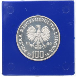 Poľská ľudová republika, 100 zlotých Olympijské hry 1980 - vzorka Ag