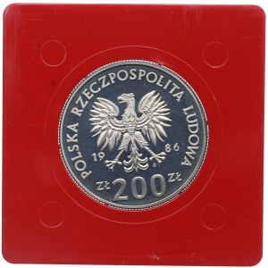 Poľská ľudová republika, 200 zlotých 1986 Sowa - vzorka CuNi