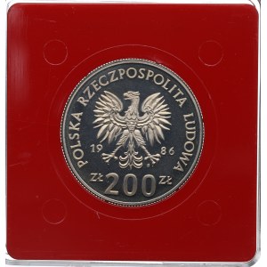 Poľská ľudová republika, 200 zlotých 1986 Sowa - vzorka CuNi