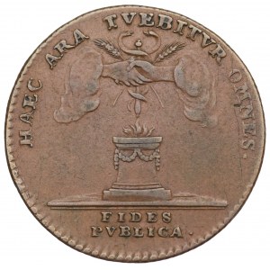 Rakúsko, bronzový odtlačok dukátu Hainaut 1792