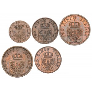 Nemecko, Prusko, Sada 1-3 fenigov 1821-71