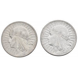 II RP, Set of 10 gold 1932-33 Head of a woman