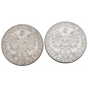II RP, Set of 10 gold 1932-33 Head of a woman