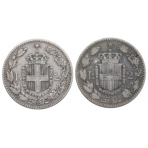 Italy, Lot of 2 lira 1884-86