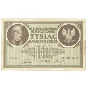 II RP, 1000 Polish marks 1919 - Ser.ZA - 6 digits wide numbering