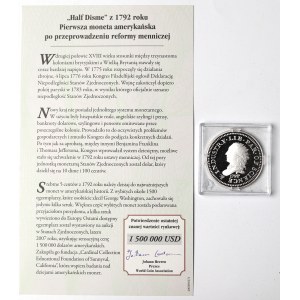 USA, Replika half discme 1792