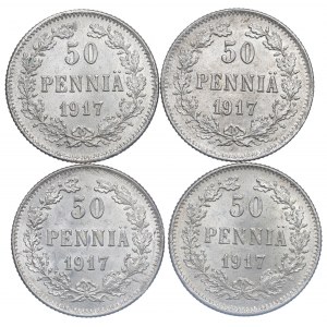 Russian occupation of Finland, Lot of 50 pennia 1917