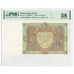 II RP, 50 złotych 1929 B.D. PMG 58 RZADKOŚĆ