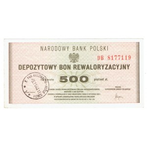 Deposit revaluation voucher for 500 zloty DB