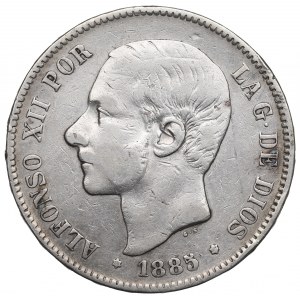 Spagna, 5 pesetas 1885