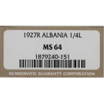 Albania, 1/4 leku 1927 - NGC MS64