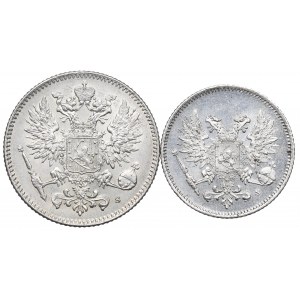 Russian occupation of Finland, Lot of 25 and 50 pennia 1917