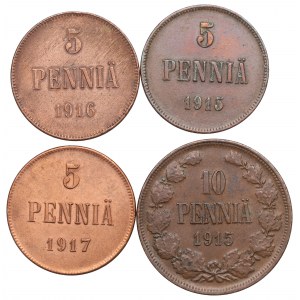Russian occupation of Finland, Lot of 5-10 pennia