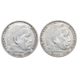 Germany, III Reich, Lot of 5 mark 1935