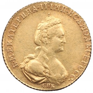 Russie, Catherine II, 5 roubles 1781 - Vieux XIXe siècle. ? copie en or