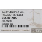 Deutschland, Drittes Reich, 2 Mark 1934 Schiller - NGC UNC Details