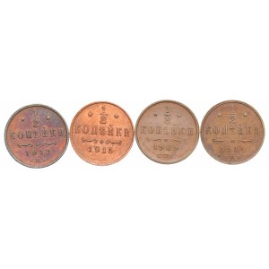 Russia, Nicholas II, Lot of 1/2 kopeck 1909-15