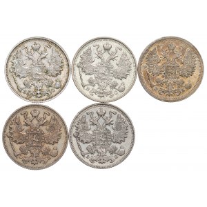 Russia, Nicholas II, Lot of 15 kopecks 1907-15
