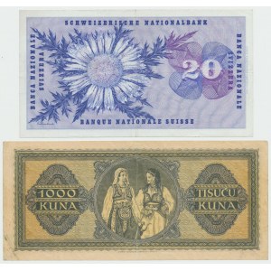 Szwajcaria, Chorwacja, Zestaw banknotów