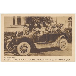 II RP, Cartolina Marsz. Pilsudski - Partenza del personale da Kielce