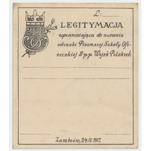Polska, Legitymacja odznaki Szkoła Oficerska 2 Pułku Piechoty Zambrów 1917
