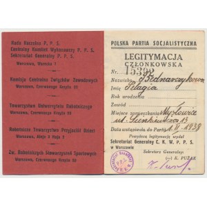 II RP, Legitymacja członkowska PPS 1937 Mysłowice
