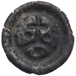 Nicht näher bezeichneter Bezirk, 13./14. Jahrhundert, Brakteat, Kreuz auf Bogen und zwei Kugeln