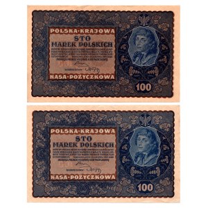 II RP, Zestaw 100 marek 1919 - 2 egzemplarze