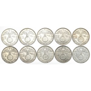 Germany, III Reich, Lot of 2 marks 1937-39 Hindenburg