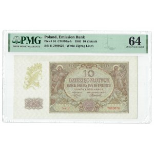 GG, 10 zl. 1940 - vzácnejšia séria E - PMG 64