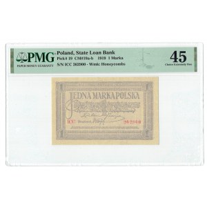 II RP, 1 poľská značka 1919 ICC - PMG 45