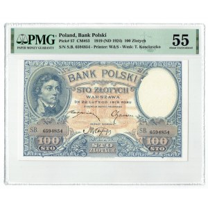 II RP, 100 złotych 1919 S.B. PMG 55