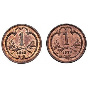 Austria, set 1 heller 1910 and 1912 (2 pcs)
