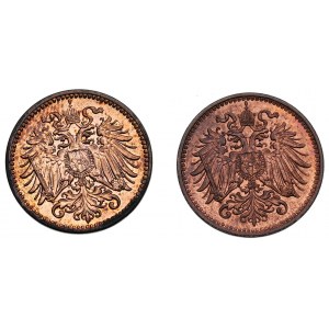 Austria, set 1 heller 1910 and 1912 (2 pcs)