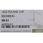 Zygmunt III Waza, ort 1622, Bydgoszcz, PRVS.M+, odmienna szarfa - NGC MS61
