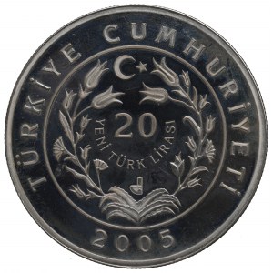 Turecko, 20 lír 2005 - striebro