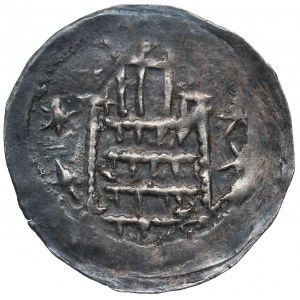 Konrad Laskonogi, March of Glogau, denarius with temple, STARS - beautiful