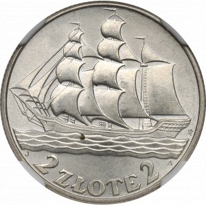 II Republic of Poland, 2 zlote 1936, Ship - NGC MS63
