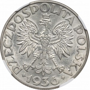 II Republic of Poland, 2 zlote 1936, Ship - NGC MS63