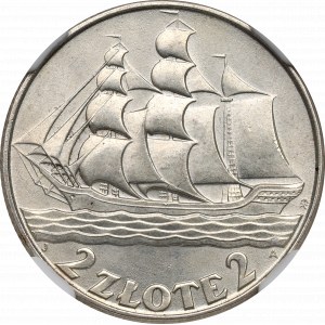 II Republic of Poland, 2 zlote 1936, Ship - NGC MS63