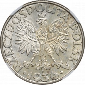 II Republic of Poland, 2 zlote 1936, Ship - NGC MS63