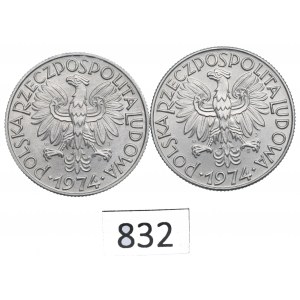 Peoples Republic of Poland, lot 5 zloty 1974 - mint error