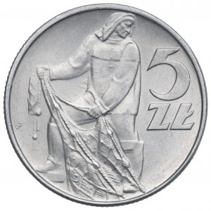 People's Republic of Poland, 5 gold 1974 Fisherman - sunflower