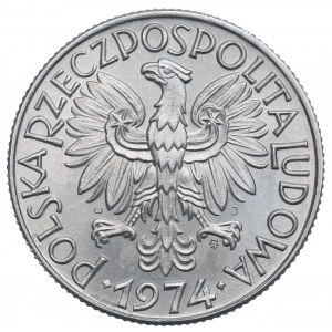 People's Republic of Poland, 5 gold 1974 Fisherman - sunflower