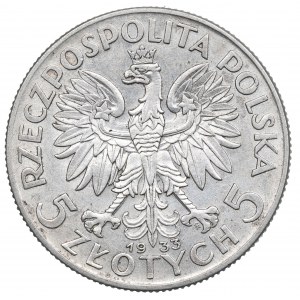 II RP, 5 zl. 1933 Hlava ženy