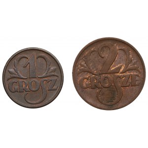 II RP, Zestaw 1 grosz 1939 i 2 grosze 1937