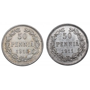 Russian occupation of Finland, Lot of 50 pennia 1911-16