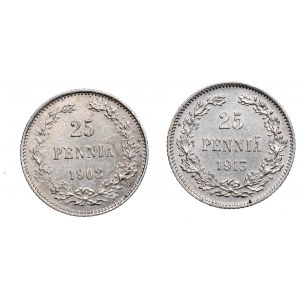 Russian occupation of Finland, Lot of 25 pennia 1908-13