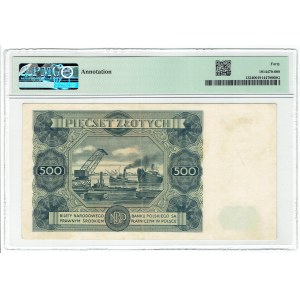 PRL, 500 Zloty 1947 A - PMG 40