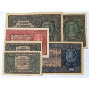 II RP, Set of 5-500 marks 1919 - 6 pieces